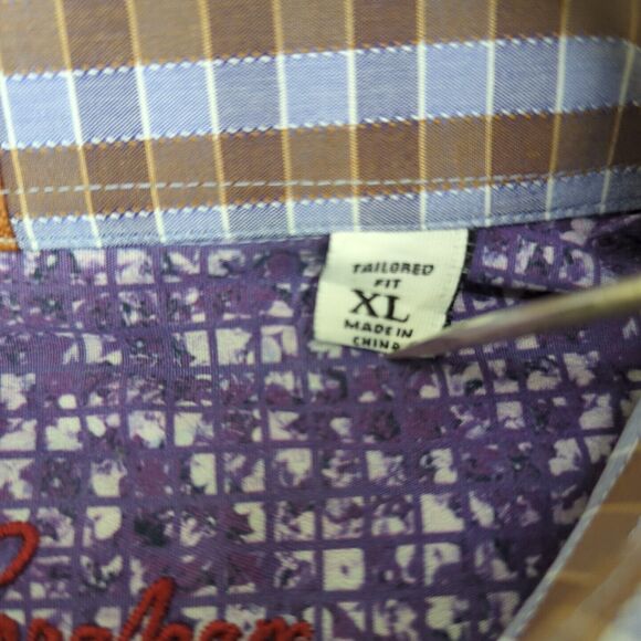 Robert Graham Modern American Shirt XL Flip Cuff Plaid Button Down Long Sleeve - Picture 3 of 11